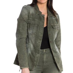 TAPERED MILITARY FRENCH TERRY BLAZER - Green